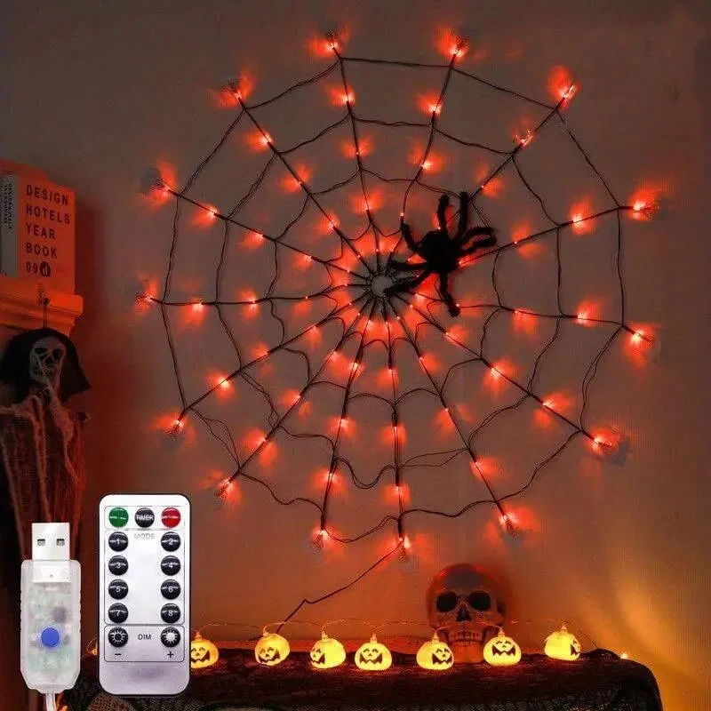 🎃Halloween Spider Web Lights 🕷