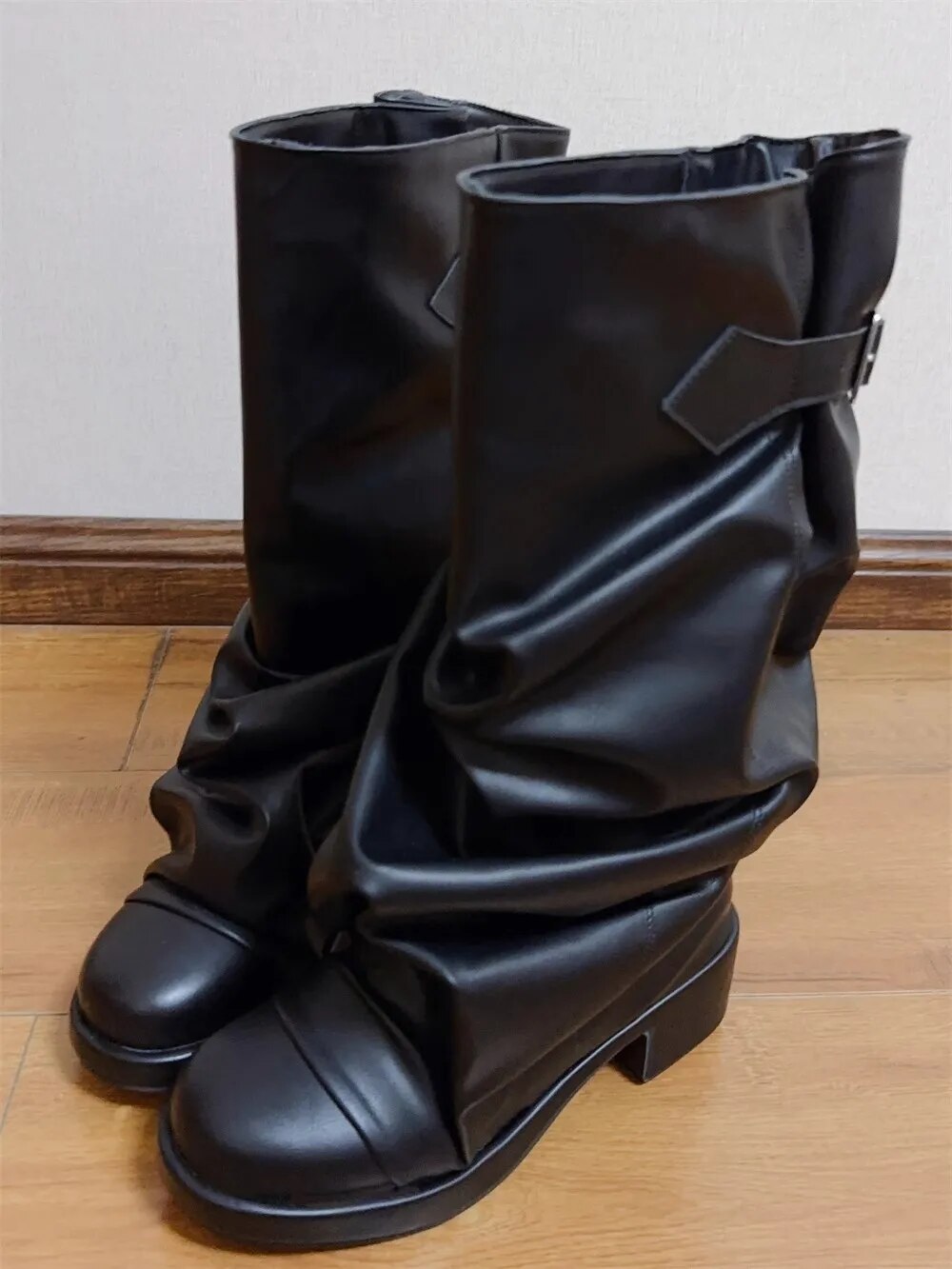 VCshoes Women Cool Dark Street Wasteland Style Punk Boots Woman Mid Heels Pumps Cool Lady Party Shoes Round Toe Customize Heel 33-45 5cm