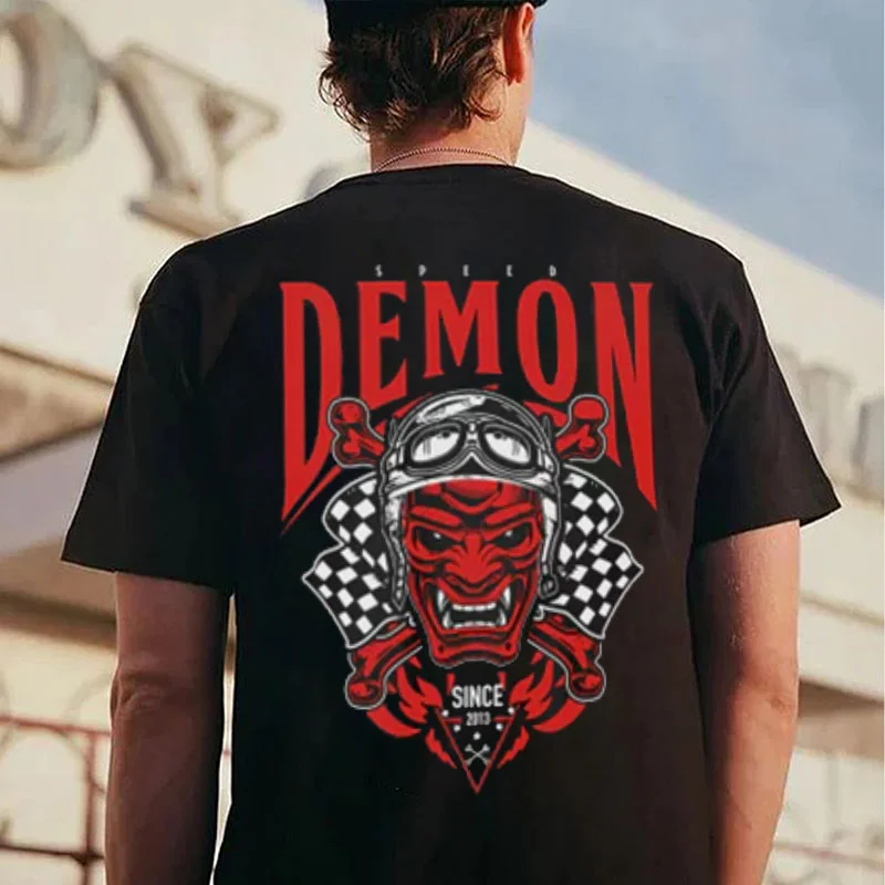 DEMON Helmet Devil Print Men's T-shirt