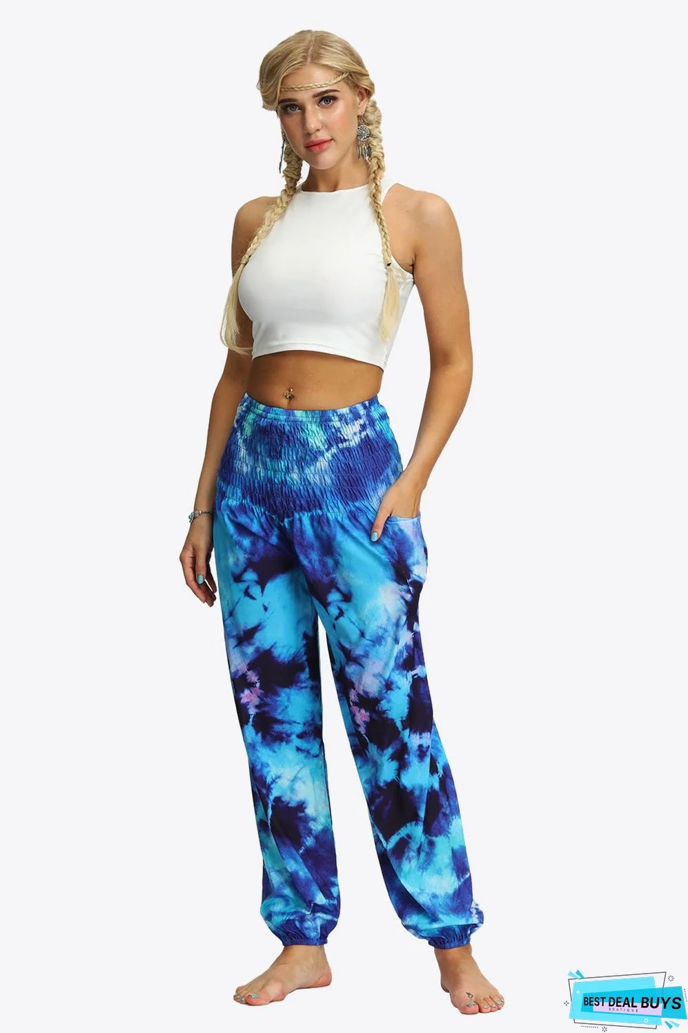 Tie-Dye Smocked Joggers