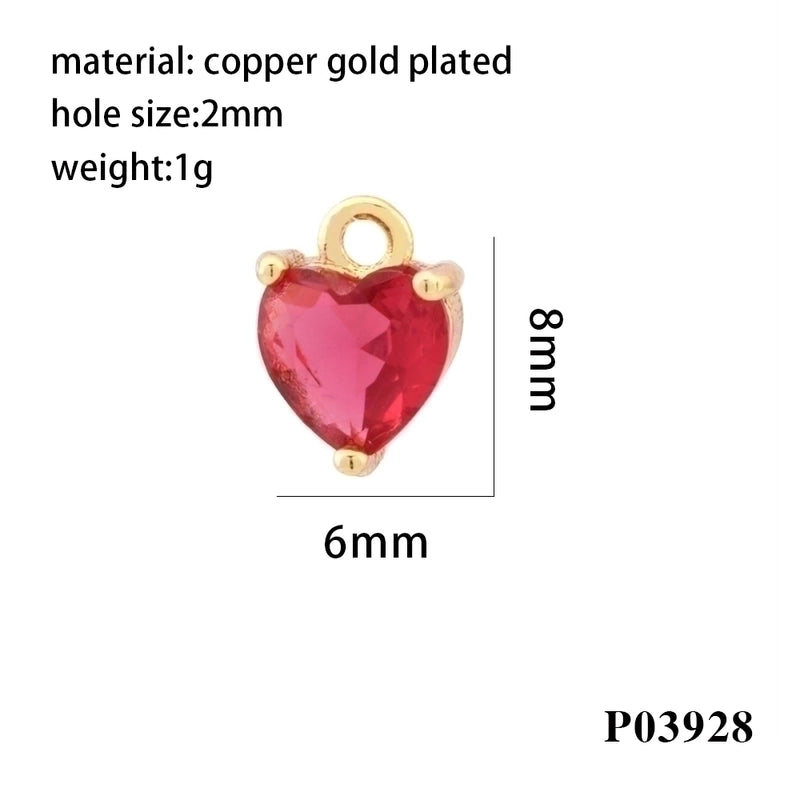 Romantic Minimalist Heart Shape Copper Plating Inlay Zircon 18k Gold Plated Valentine’s Day Charms