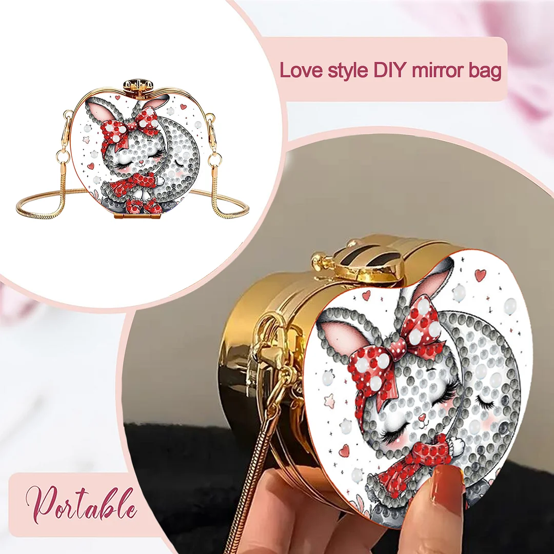 Rabbit DIY Acrylic Love Art Diamond Painting Coin Purse w/ Chain for Women Girl
