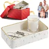 [US Local Warehouse] Valet Tray Multi-Function Desktop Organizer Tray PU Leather Storage Box (White)