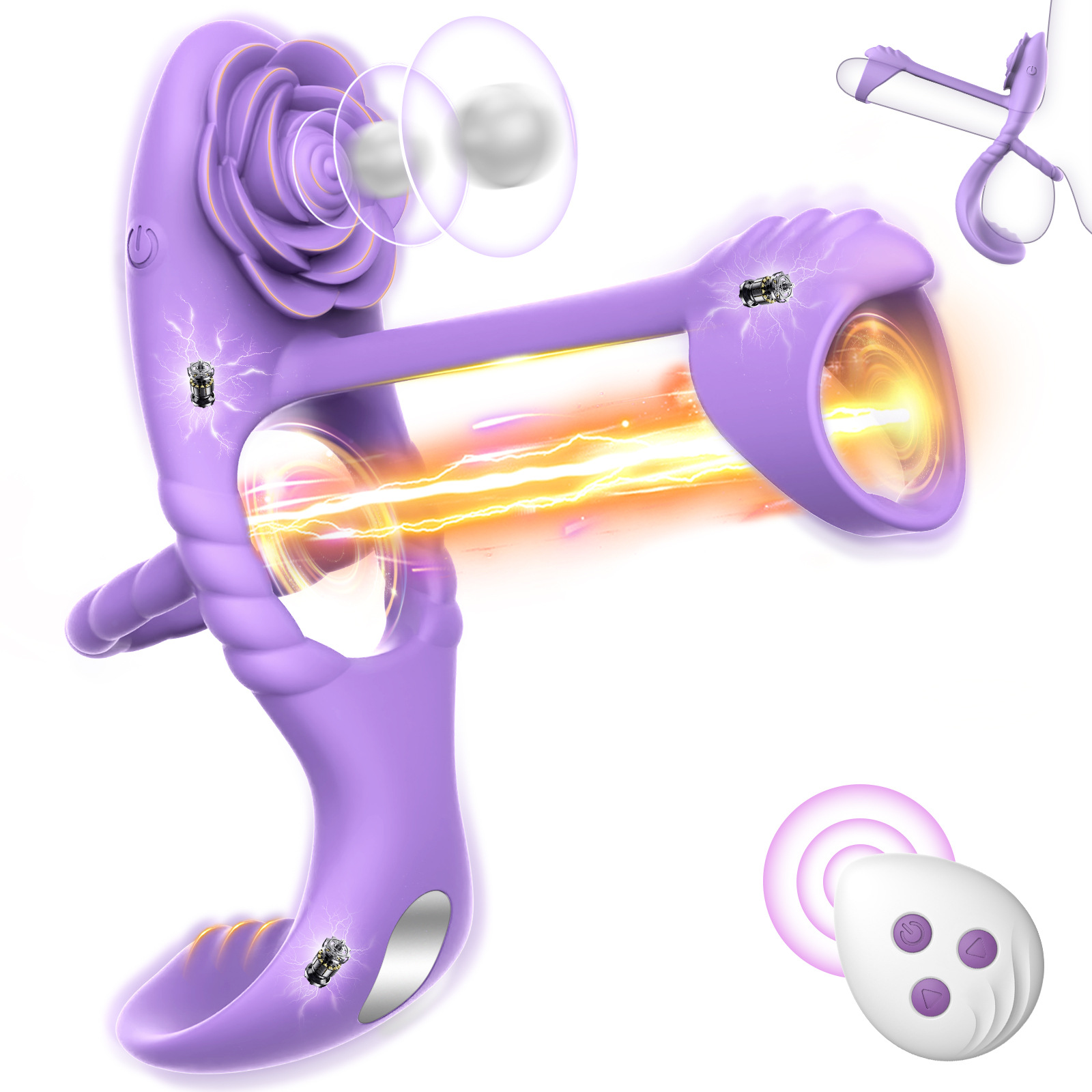 Newly Vibrating Cock Ring 3 Motors Rose Couples Sex Toys - Rose Toy