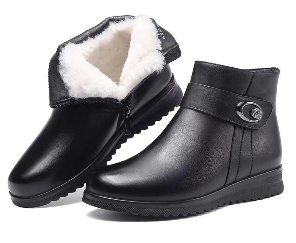 Women's Snow Boots Wool Warm 2021 New Flat Women Winter Boots Large  Mother Ankle Boots