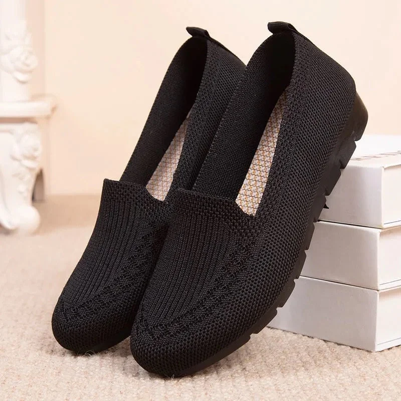 2022 Women's Loafers Casual Flat Shoes Slip-On Low Heels Durable Retro Loafers Round Head Femme Footwear Mesh Soft Ladies Shoes
