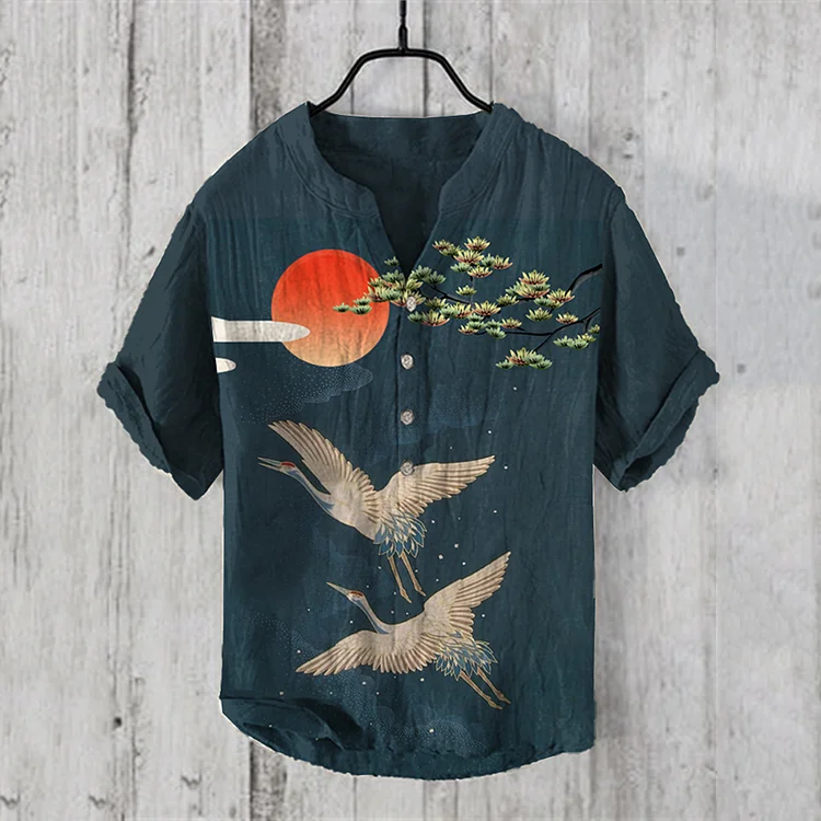 Crane Japanese Art Print Shirt