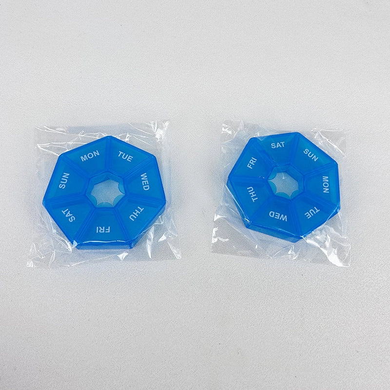 7-corner Medicine Box For One Week Round 7-grid Portable Small Medicine Box For One Week Mini 7-day Portable Medicine Jewelry Box