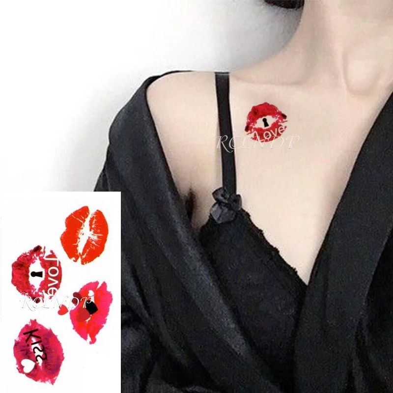Waterproof Temporary Tattoo Sticker Body Art Love Wave Heartbeat Line Small Size Fake Tatto Flash Tatoo for Girl Women