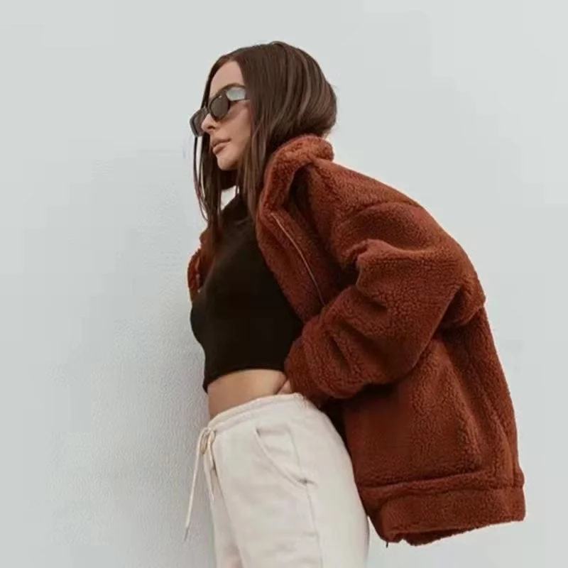 Women's Plush Cardigan Lapel Coat