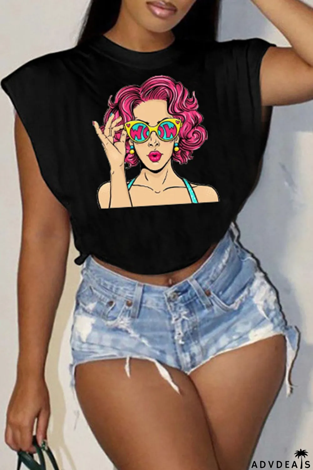 Rose Red Fashion Casual Print Patchwork O Neck T-Shirts