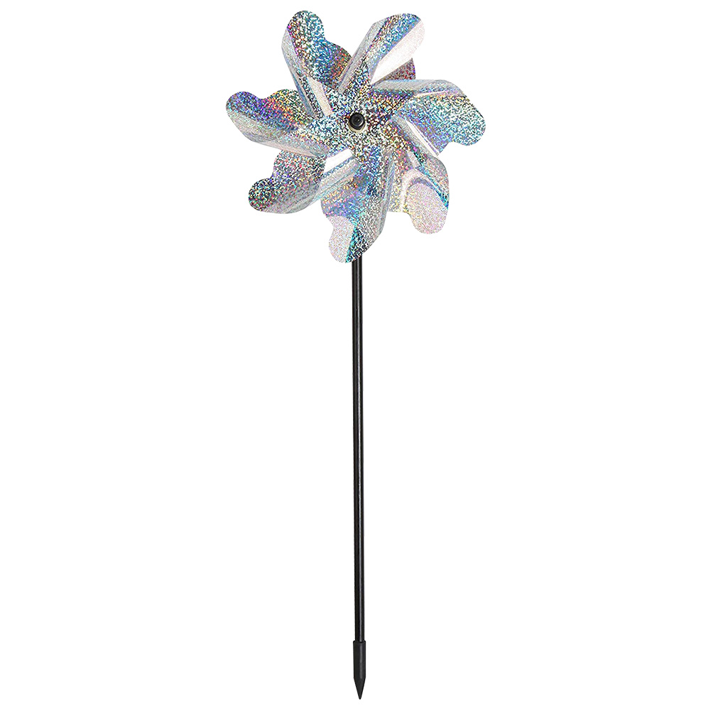 

7 Leaves Bird Repeller Windmill Garden Lawn Yard Deterrent Silver Pinwheel, 501 Original