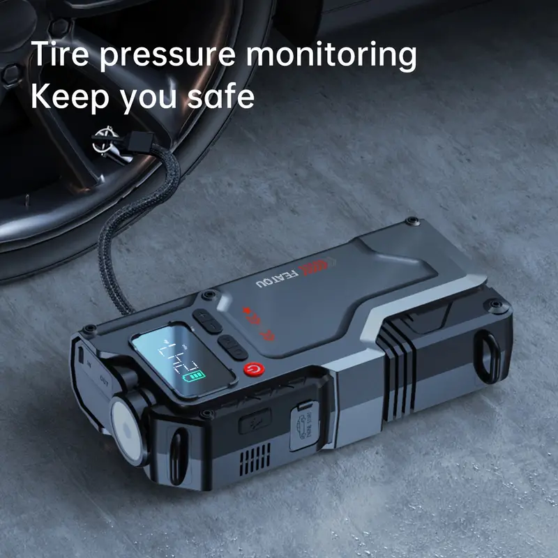 jump starter with air compressor 5 in 1 function jump box 2500a 150psi pack with digital tire inflator car battery charger portable for 8 5l gas or 7 0l details 2