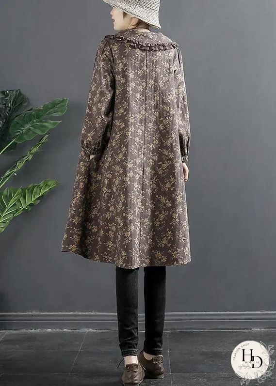 Elegant Pocket Spring Long Sleeve lavender Dress