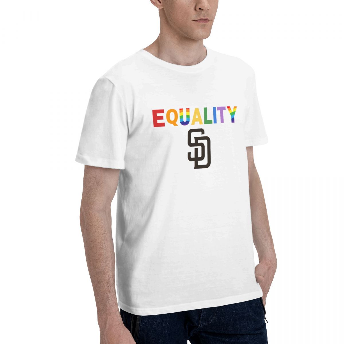 San Diego Padres Rainbow Equality Pride Printed Men's Cotton T-Shirt