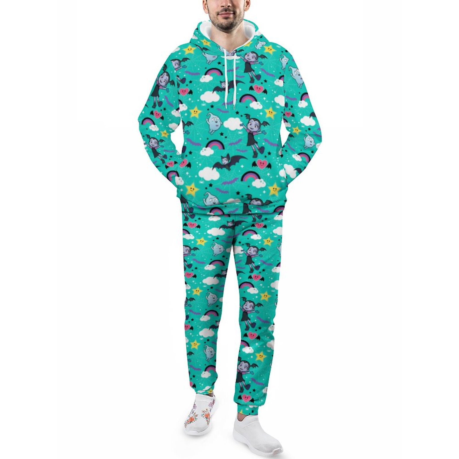 Vampirina Demi Friends Are Magical Pattern Men's Sweatsuits Set Guys Casual Athletic Pullover And Sweatpants Suit Outfit