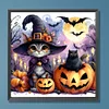 Halloween Chat Et Citrouille-Rond Drill Diamond Painting-30*30CM