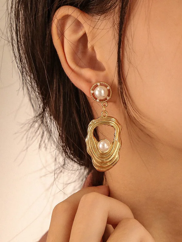 Elegant Geometry Pearl Shell Earrings