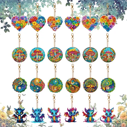 Maydear 15 Pcs Diamond Painting Keychain, Kids Arts and Crafts DIY, Party  Favors