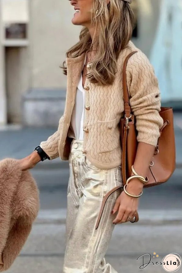 Wave Pattern Knitted Sweater