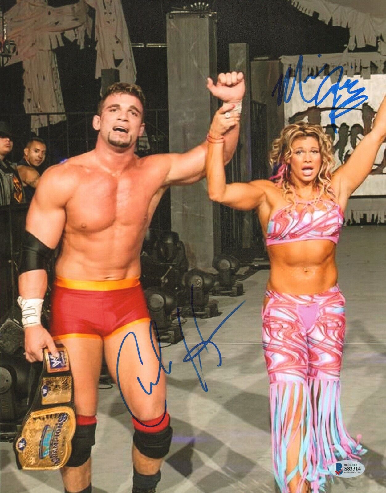 Miss Jackie Gayda Charlie Haas Signed 11x14 Photo Poster painting BAS Beckett COA WWE Autograph