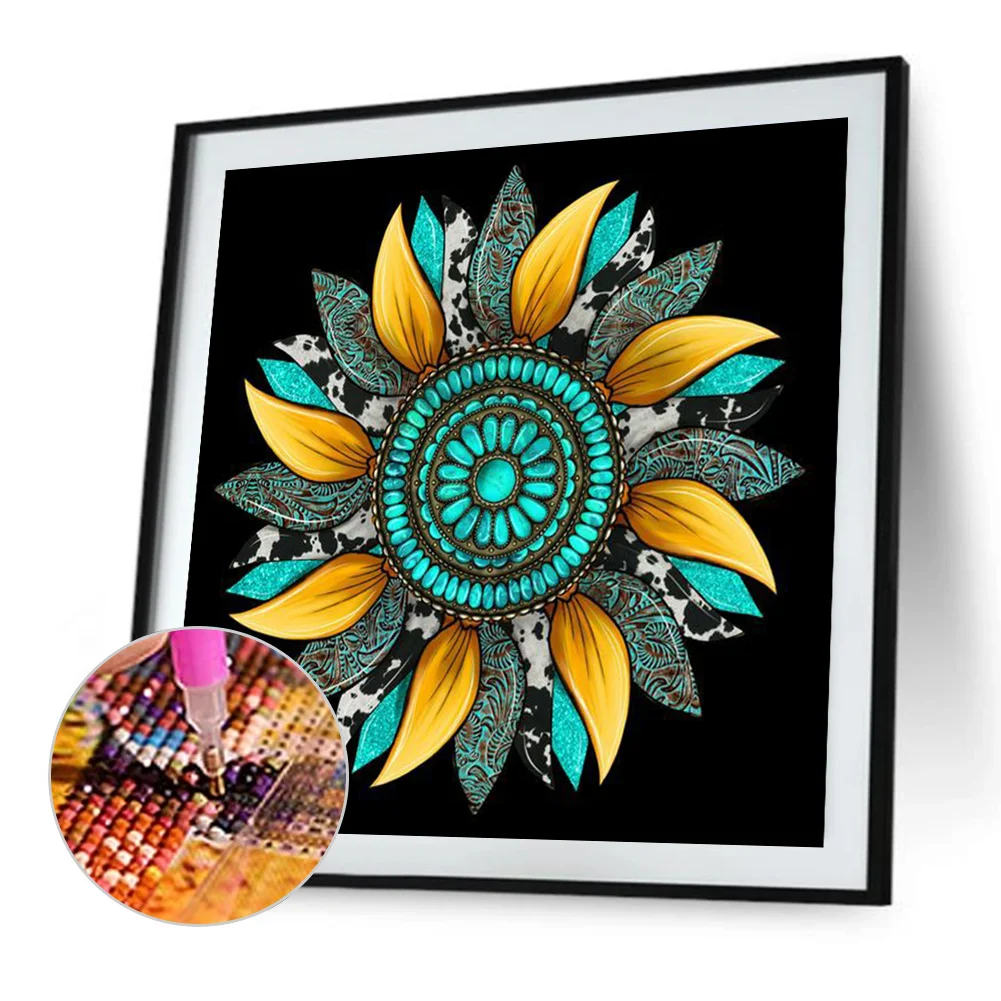 Full Round Diamond Painting 30*30cm - Artistic Sunflower