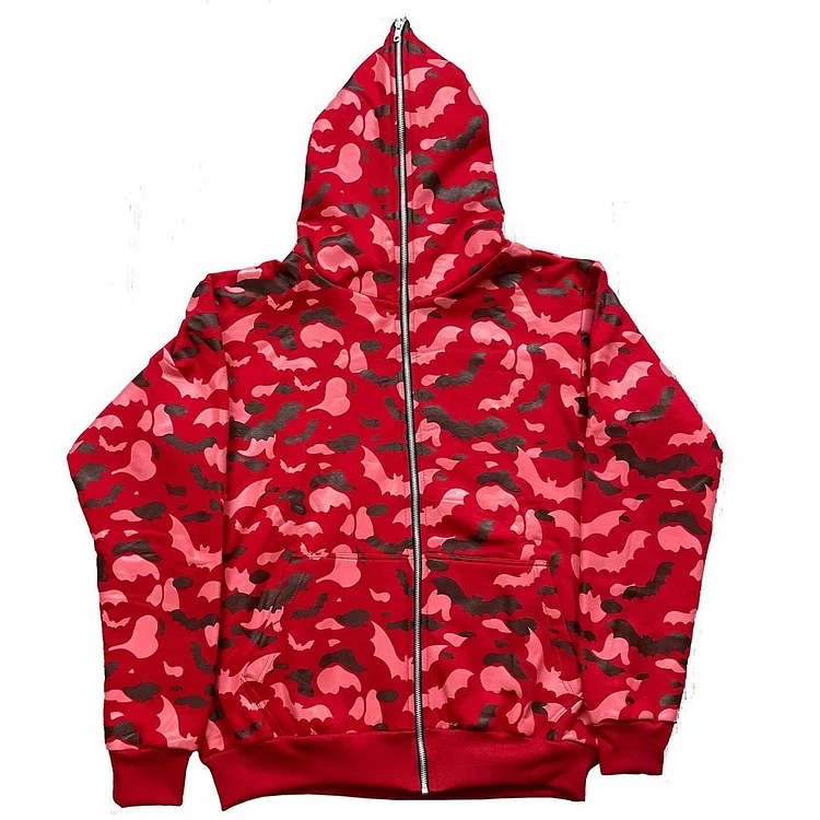 Bat Camouflage Print Full Zip Hoodie