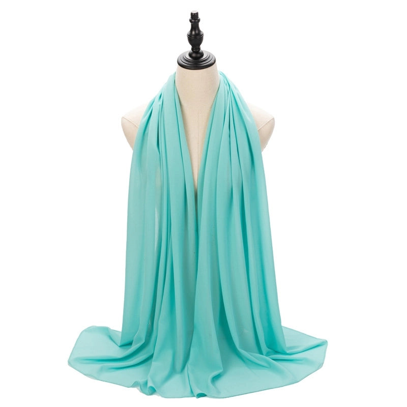 Hot Pearl Chiffon Yarn Muslim Women Hijab Silk Scarf Hui Turban Plain Long Scarf
