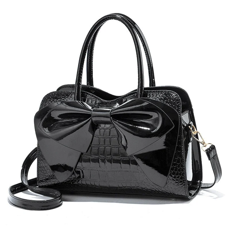 Fashion Women Handbags Tassel PU Leather Totes Bag Top-handle Embroidery Bag Shoulder Bag Lady Simple Style Crocodile pattern