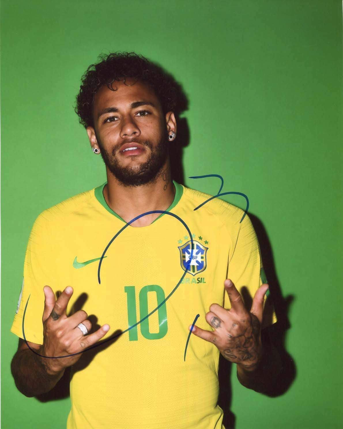 BRAZILIAN SOCCER Neymar autograph, In-Person signed Photo Poster painting