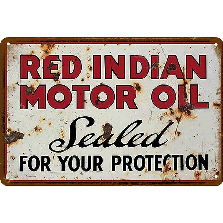 Huile moteur indienne rouge - Enseigne Vintage Métallique/enseignes en bois - 20*30cm/30*40cm