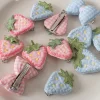 6PCS Cute Embroidery Strawberry Knot Haripins