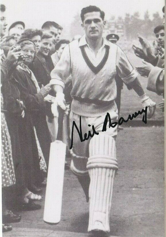 Australia Cricket Legend NEIL HARVEY Signed B/W Photo Poster painting B