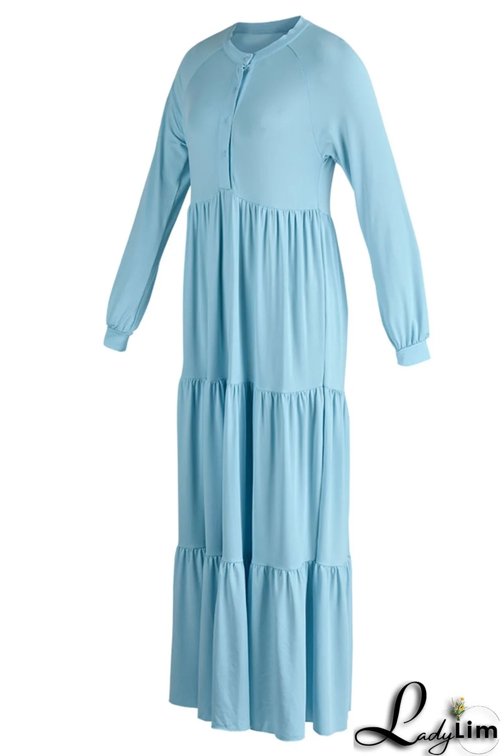 Apricot Casual Solid Patchwork Fold O Neck Straight Dresses