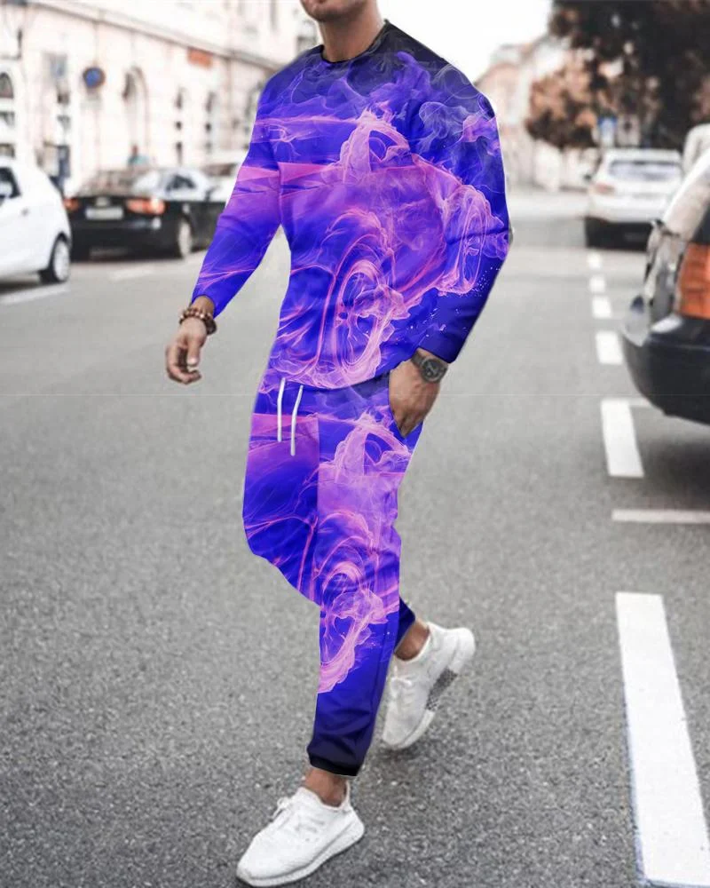 Men's Fashion Printing Long-sleeved Suit-12