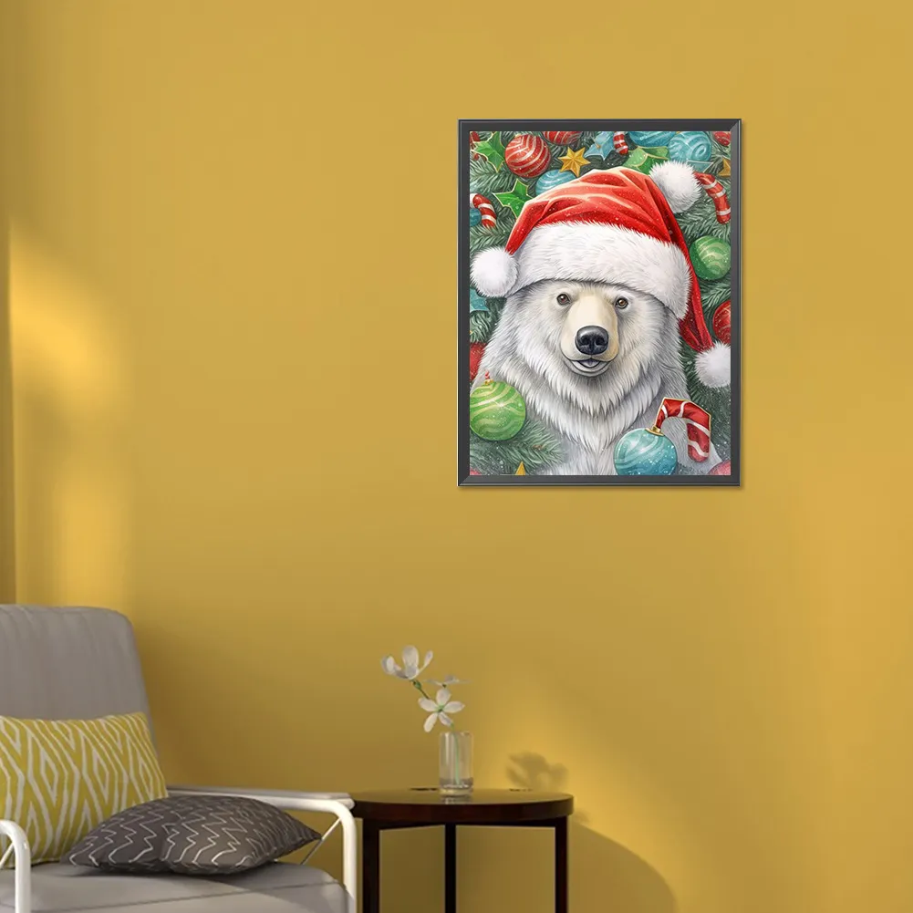 Partial AB Diamond Painting - Full Square Drill - Xmas Bear(Canvas|35*45cm)
