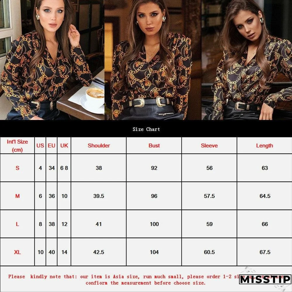 Elegant Women Boho Floral Print Top Casual Loose V-Neck Blouse Fashion OL Ladies Long Sleeve Beach Shirts