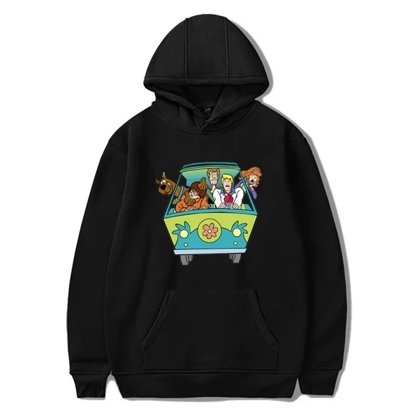 Fashion Cute Anime Scooby Doo Print Hoodie Long Sleeve Casual Hooded Sweatshirt For Women