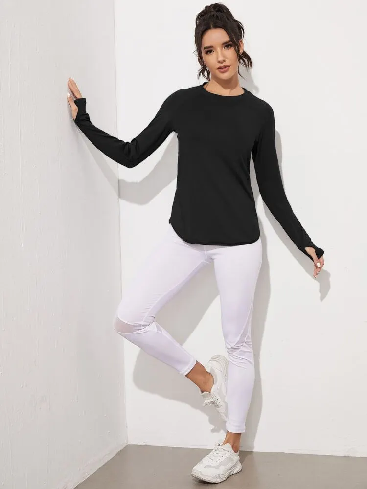 Absorbs Sweat Sports Tee With Thumb Holes