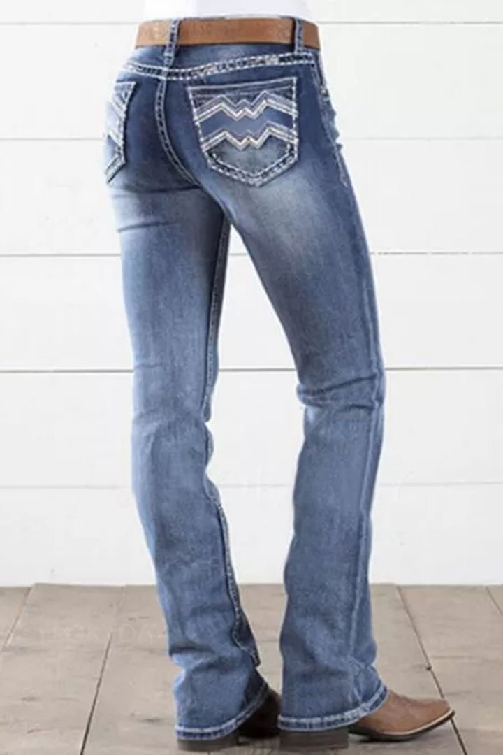 Mid Waist Bootcut Jeans Without Belt