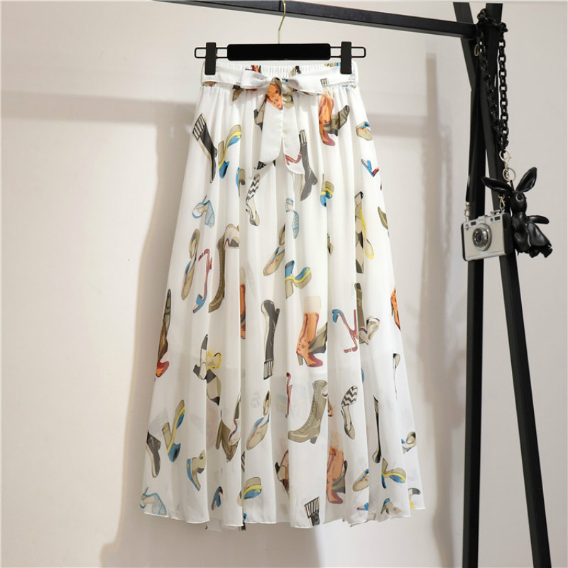 Fashion Chiffon Floral Bohemian High Waist Beach Skirts