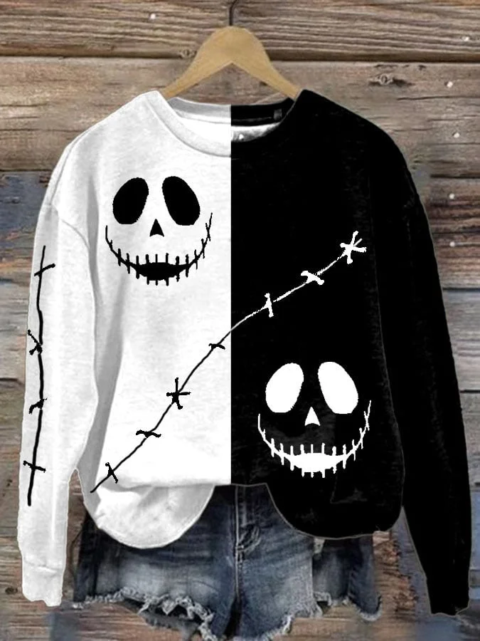 Women's Casual Halloween Print Long Sleeve Sweatshirt