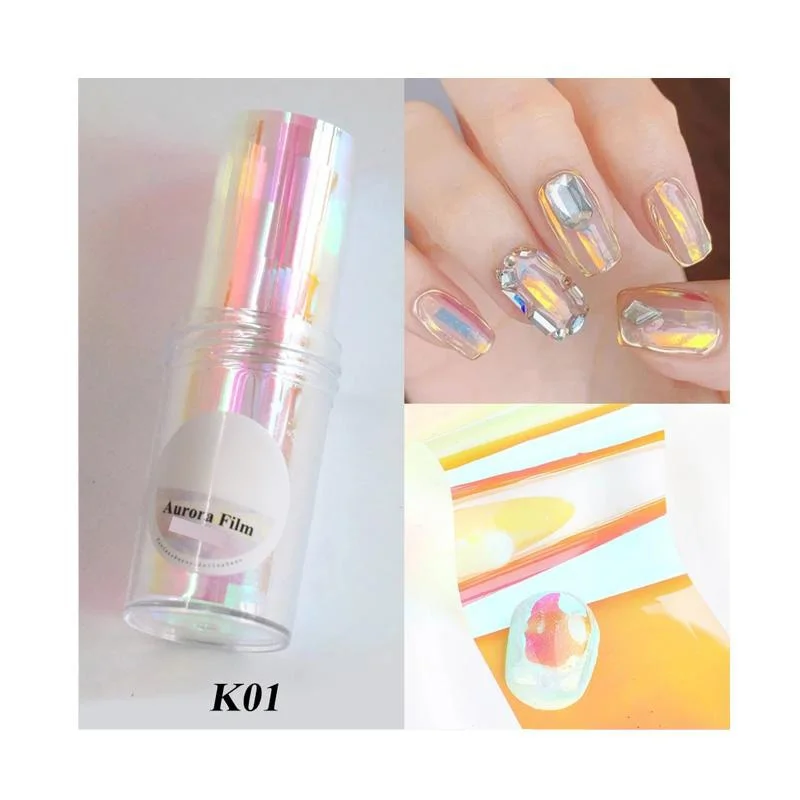 Sparkly Nail Aurora Foils Colorful Transfer Stickers Cellophane Mirror Stickers Sliders Wrap Paper Nail Art Decoration-Nail Inspo