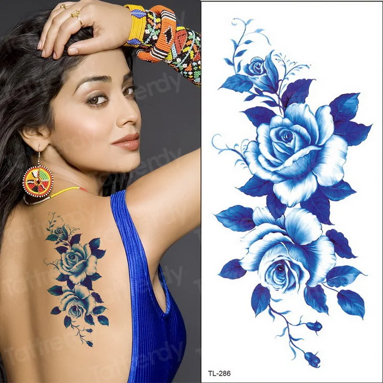 waterproof tattoo temporary sticker tattoo flower water transfer rose temporary tattoos on the body art girls bikini stickers