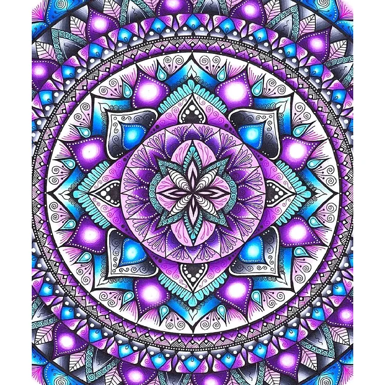 Purple Mandala Round Full Drill Diamond Painting 30X35CM(Canvas) gbfke