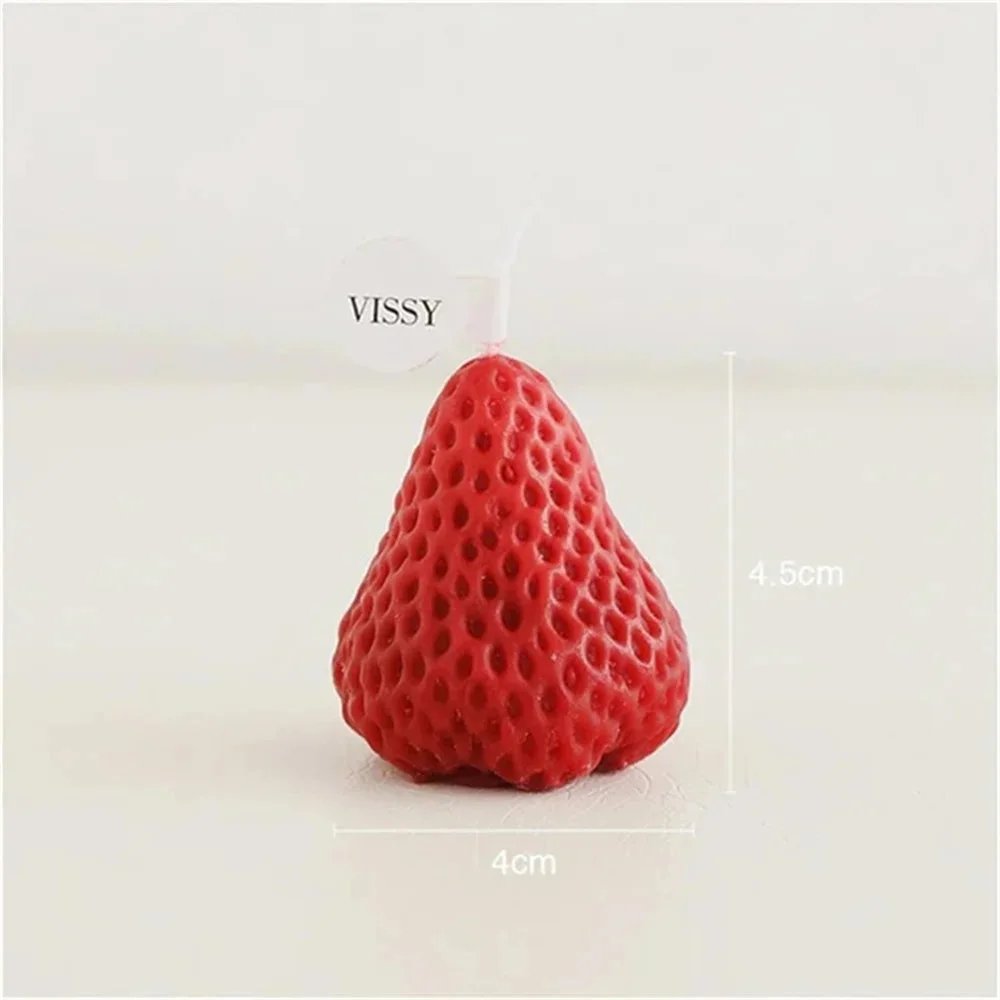 Athvotar 1/4Pcs Strawberry Candles Soy Wax Aromatherapy Scented Candles Cake Toppers for Birthday Party Baby Shower Home Decorations