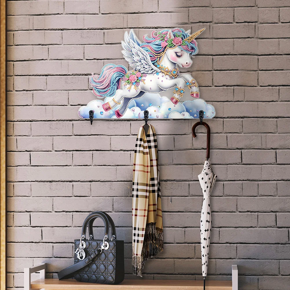 5D DIY Unicorn Diamond Art Hooks Rhinestone Painting Coat Hook