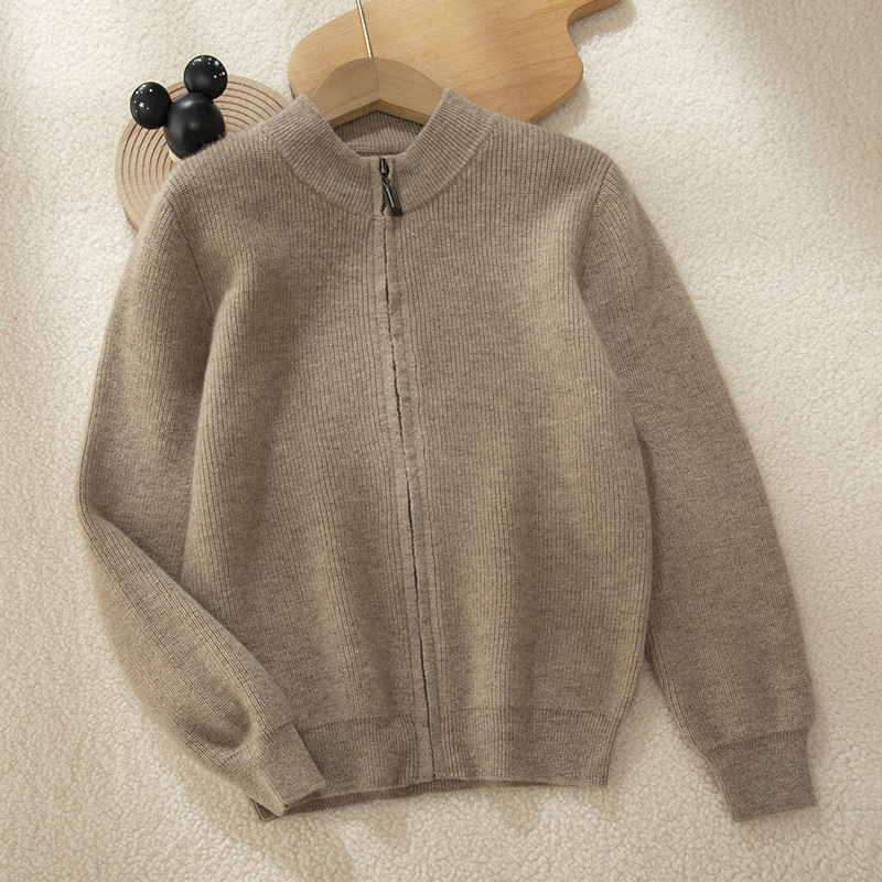 Half-neck Zipper Kids Cashmere Sweater REAL SILK LIFE