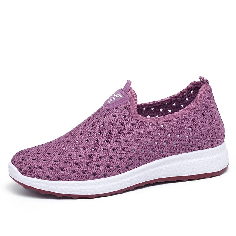 Summer Women Shoes 2021 Breathable Platform Sneakers Ladies Slip on Casual Flats Socofy Loafers Fashion Mesh Women Trainers