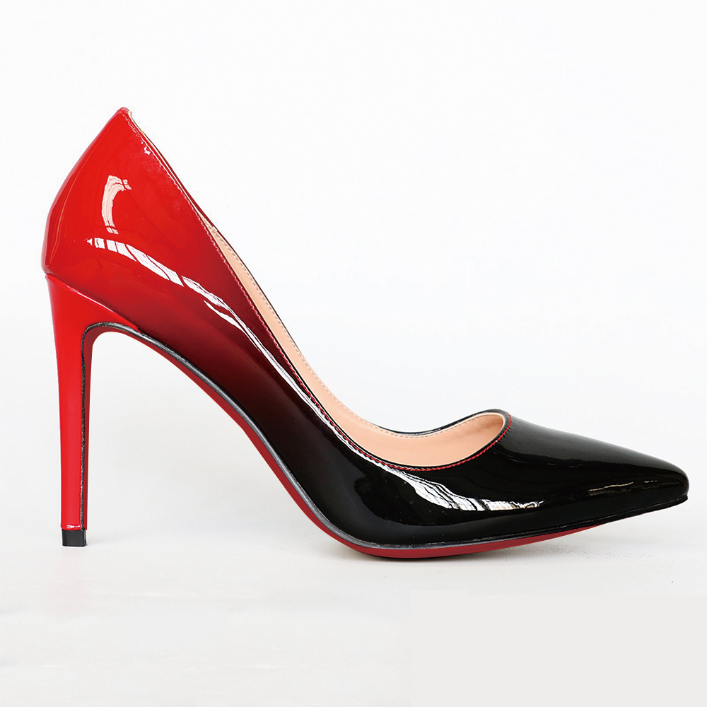 100mm Gradient Color Heels Party Daily Pumps Red Black-vocosishoes